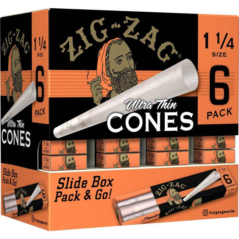 Zig-Zag 1 1/4 Ultra Thin Paper Cones (6ct)