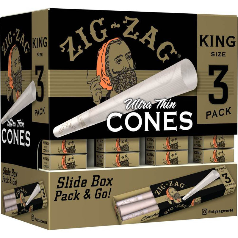 Zig-Zag King Size Ultra Thin Paper Cones (3ct)