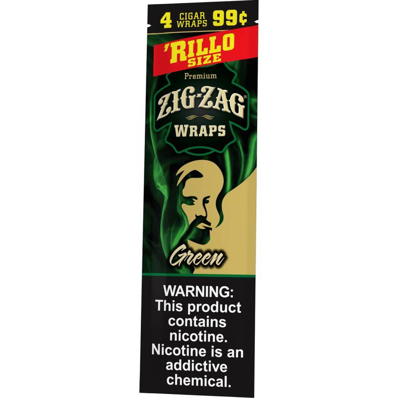 Zig-Zag Green Cigar Wraps Rillo Size