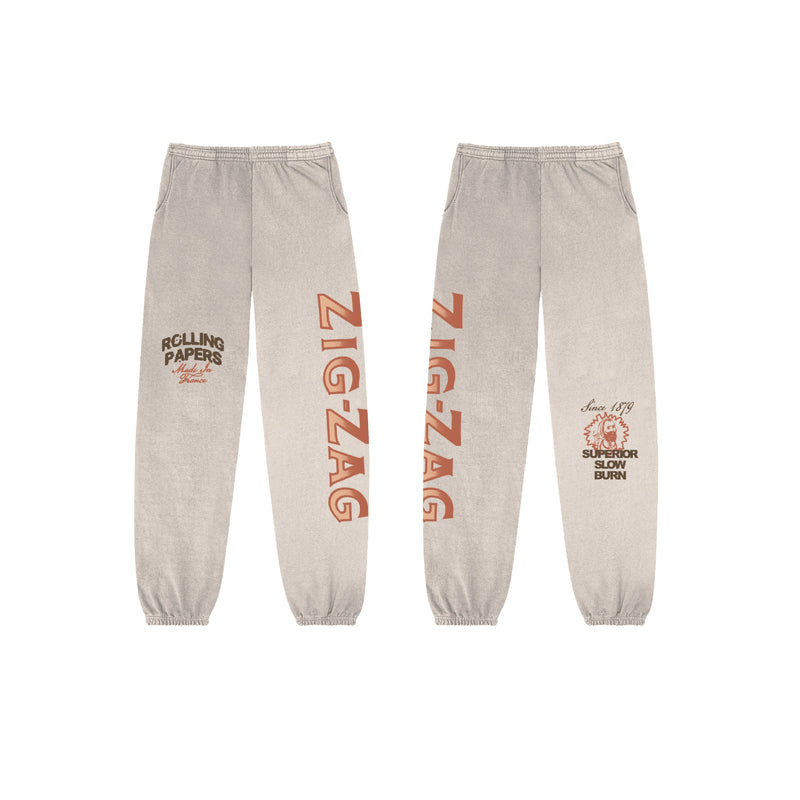 Zig-Zag Motif Sweatpants - Stone