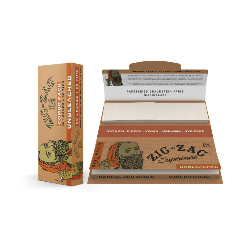 Zig-Zag Combo Pack - 1 1/4 Unbleached Carton