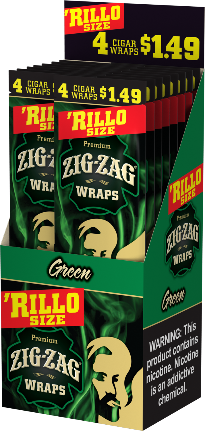 Zig-Zag Green Cigar Wraps Rillo Size